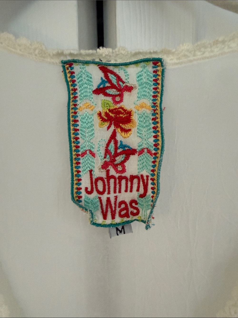 Johnny Was Cream Floral Embroidered V-Neck Tunic medium - Picture 2 of 13